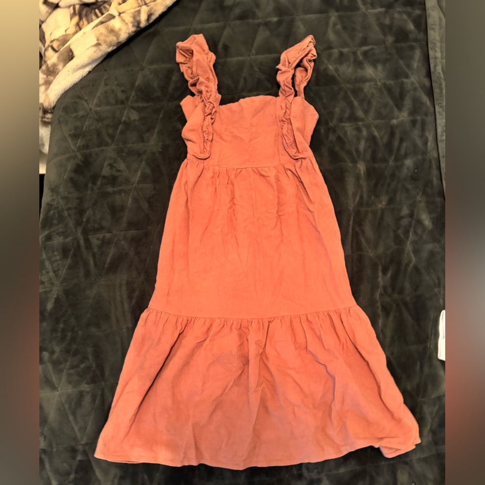 Rust Ruffle Strap Dress